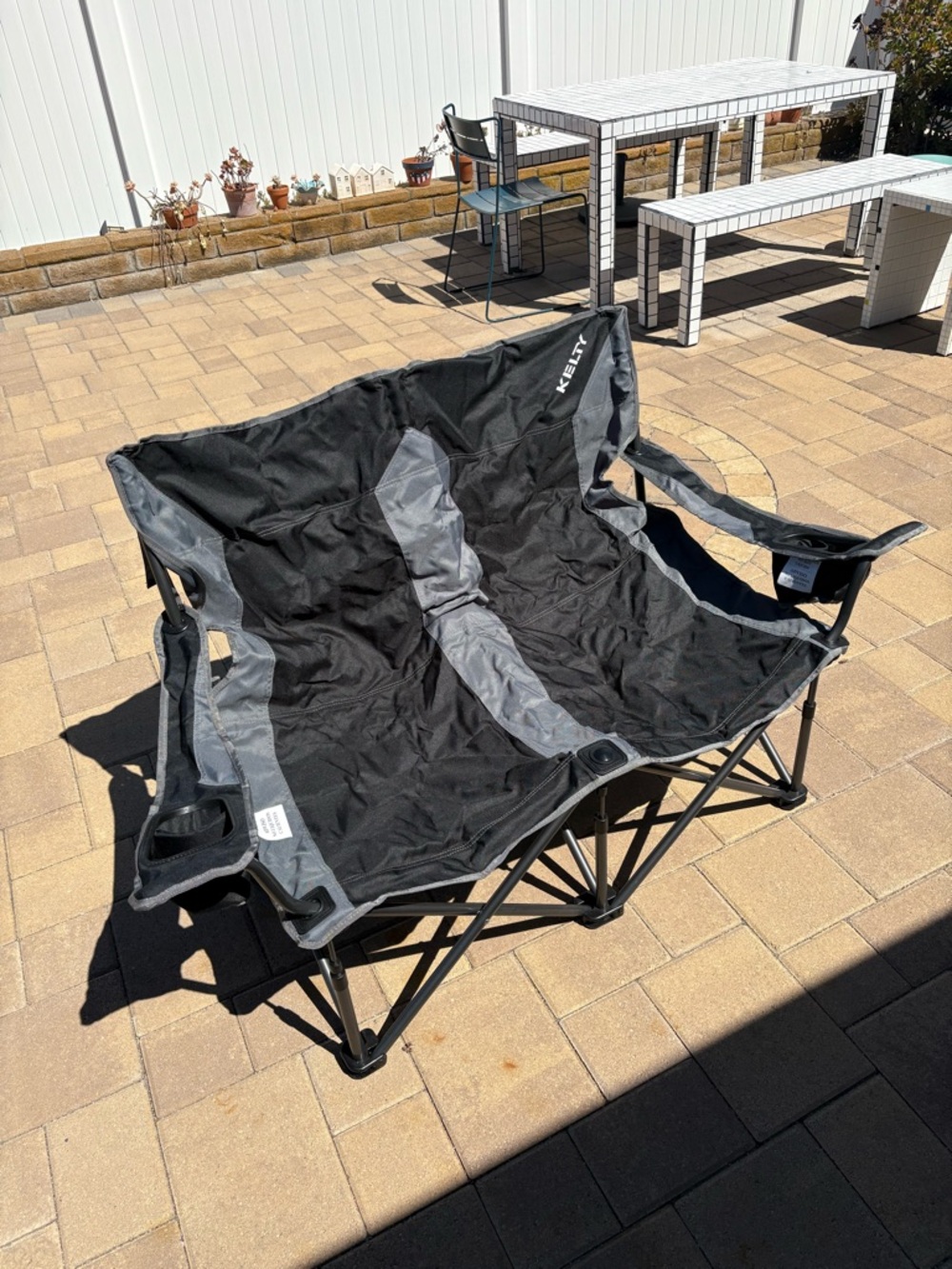 Kelty Double Camping Chair in Black and Gray Loveseat